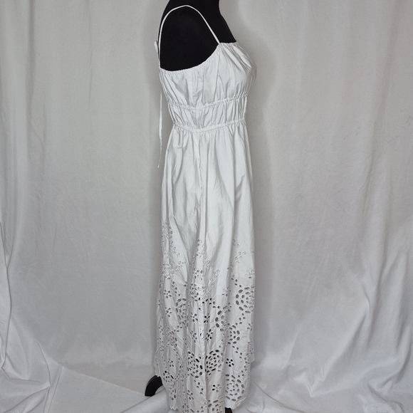 Madewell Embroidered Eyelet Tank Midi Dress in White Poplin Adjustable Strap - 6 - Picture 6 of 16
